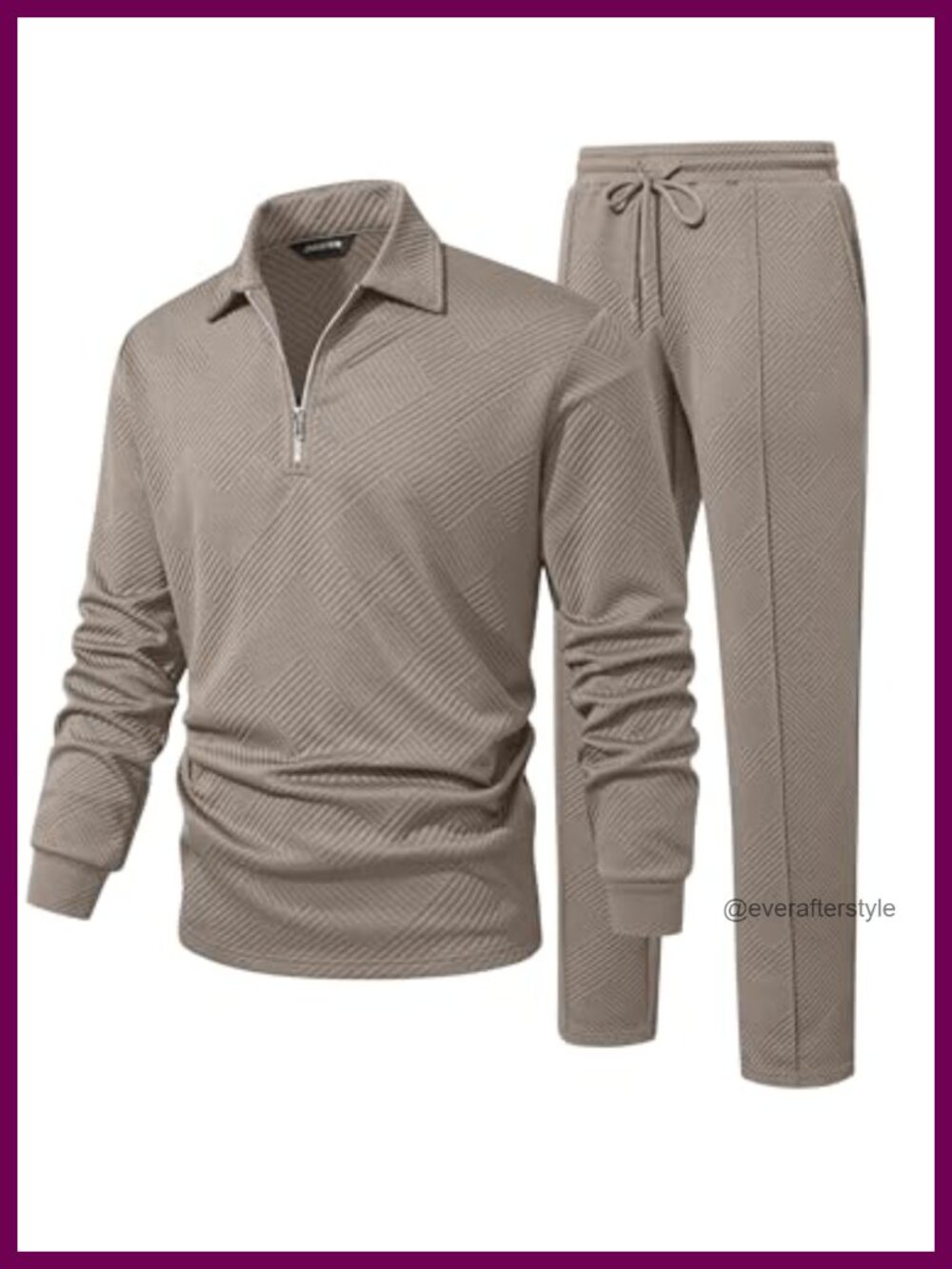 Men's 2 Piece Quarter Zip Polo Tracksuit Jacquard Knit Set